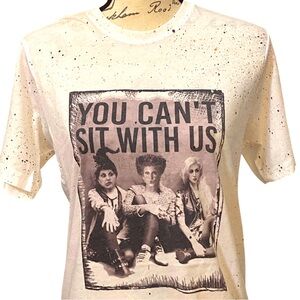 You Can’t Sit With Us – Hocus Pocus Splatter + Bleach Graphic Tee (White) 🧙‍♀️